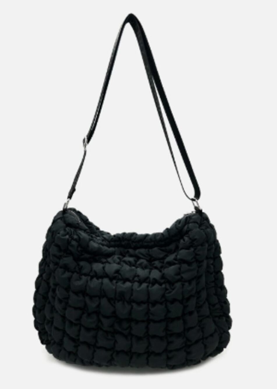Valentino Orlandi Large Quilted Puffer Shoulder Bag Black Logo Strap NWT $259